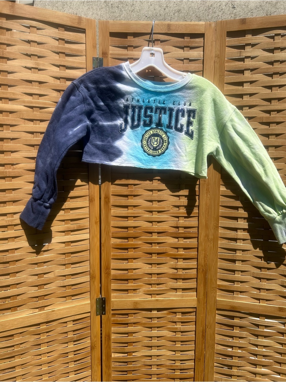 👻5/$13- Justice Girls Cropped Tie-Dye Sweatshirt in Navy & Lime